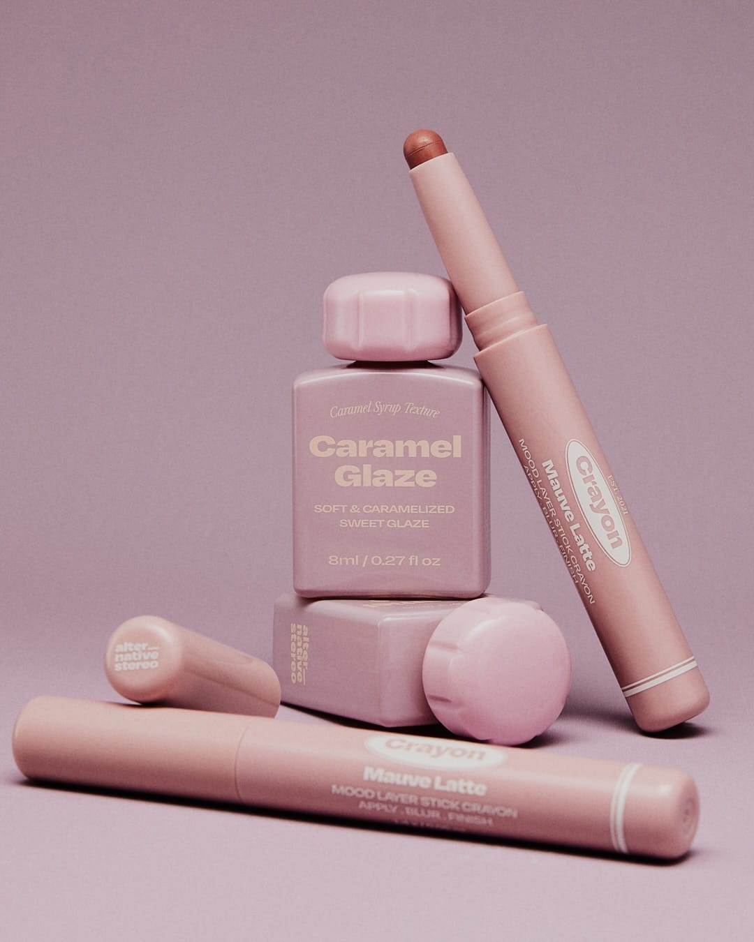 Alternative Stereo product photo: blush pink, dusty rose and caramel nude, plastic, soft light, image 3 of 7