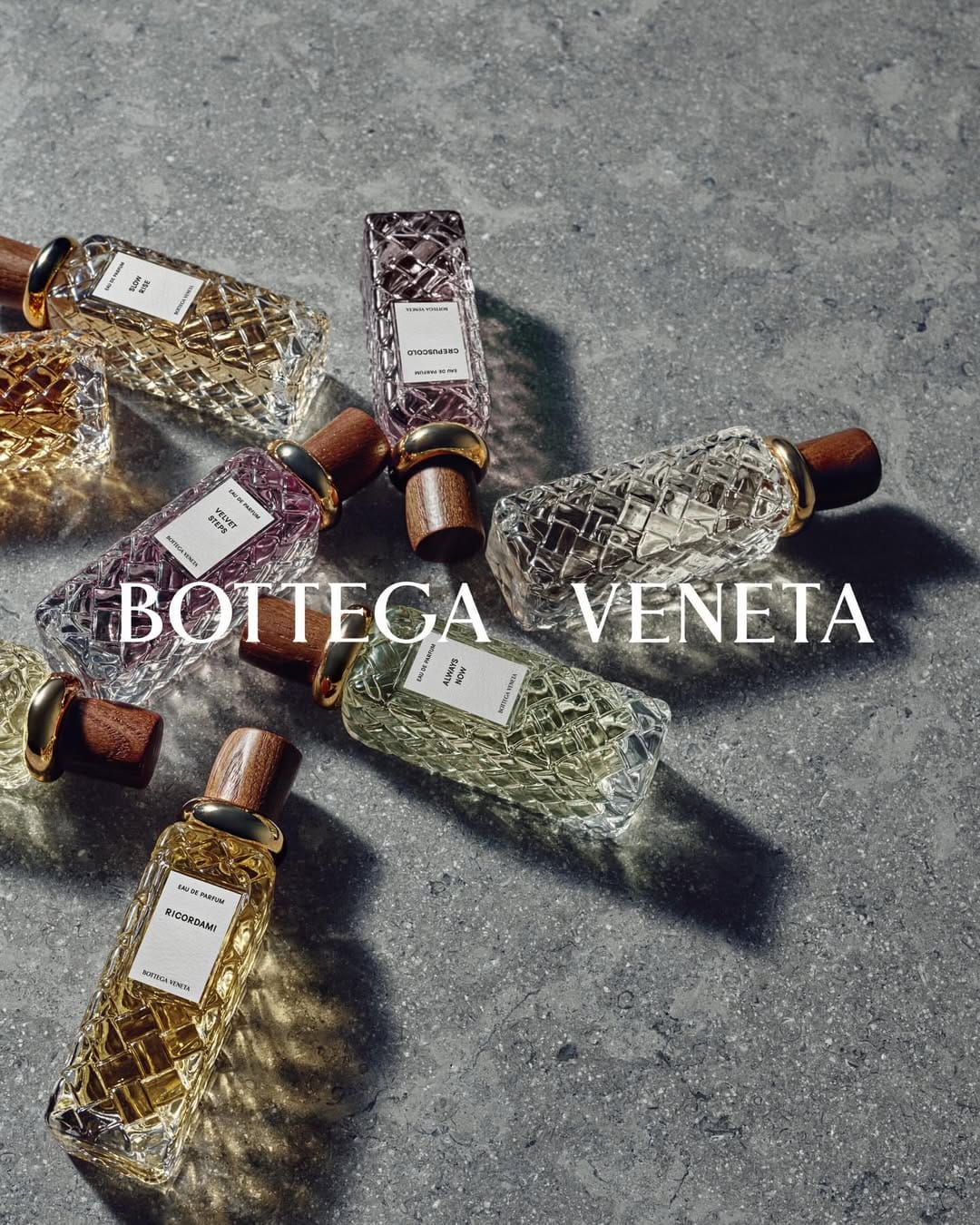 Bottega Veneta Alta Collection product photo: amber, walnut wood and clear cut glass, glass and stone, dramatic light, image 3 of 9