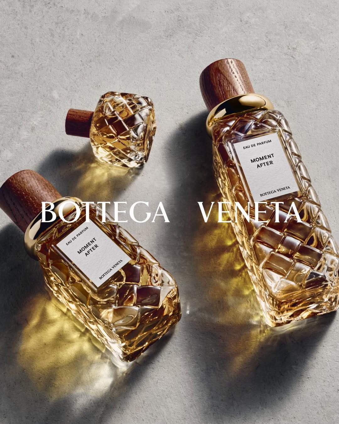 Bottega Veneta Alta Collection product photo: amber, walnut wood and clear cut glass, glass and stone, dramatic light, image 4 of 9