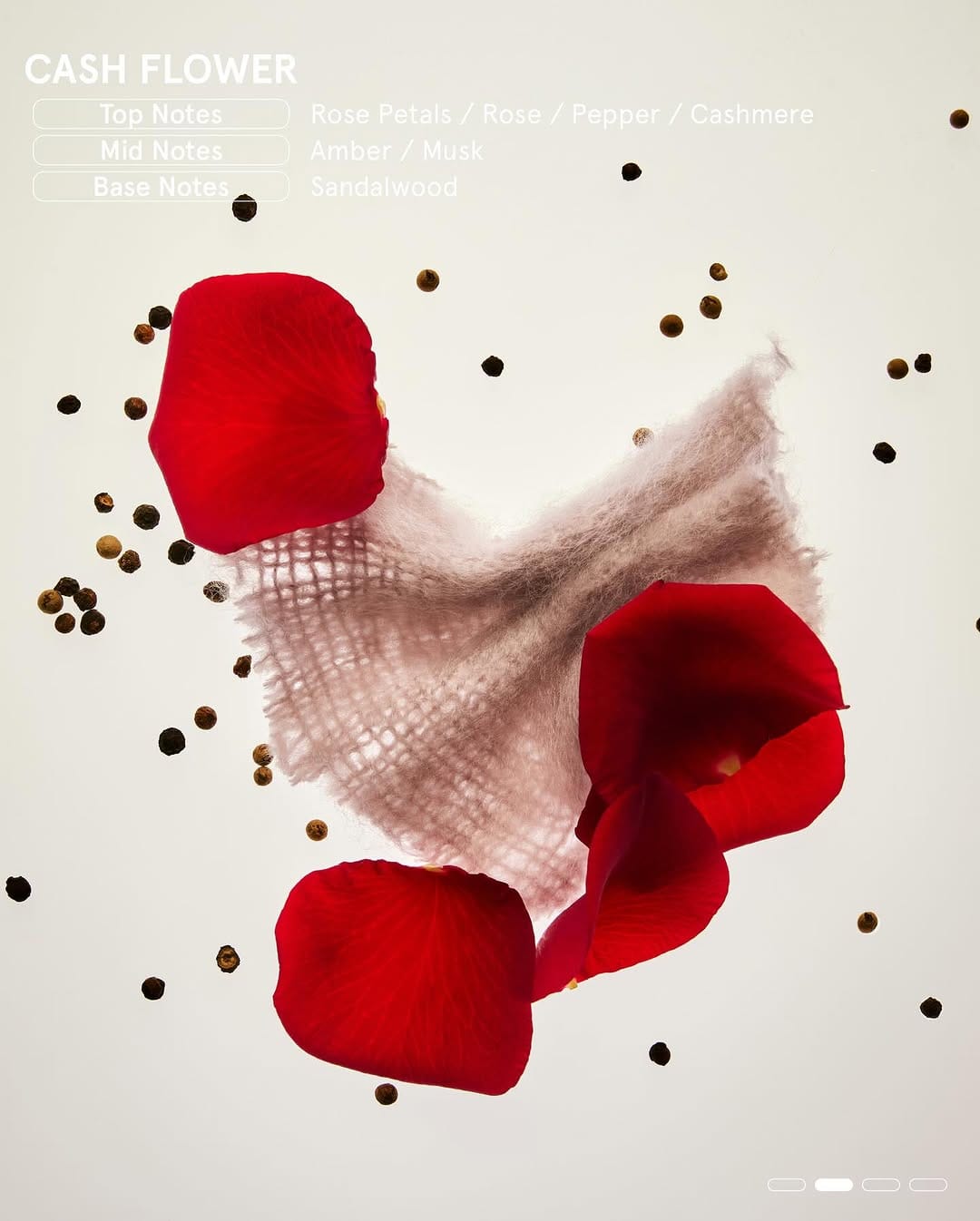Fugazzi fragrance product photo: rose pink and black cap, glass, soft light, image 2 of 4