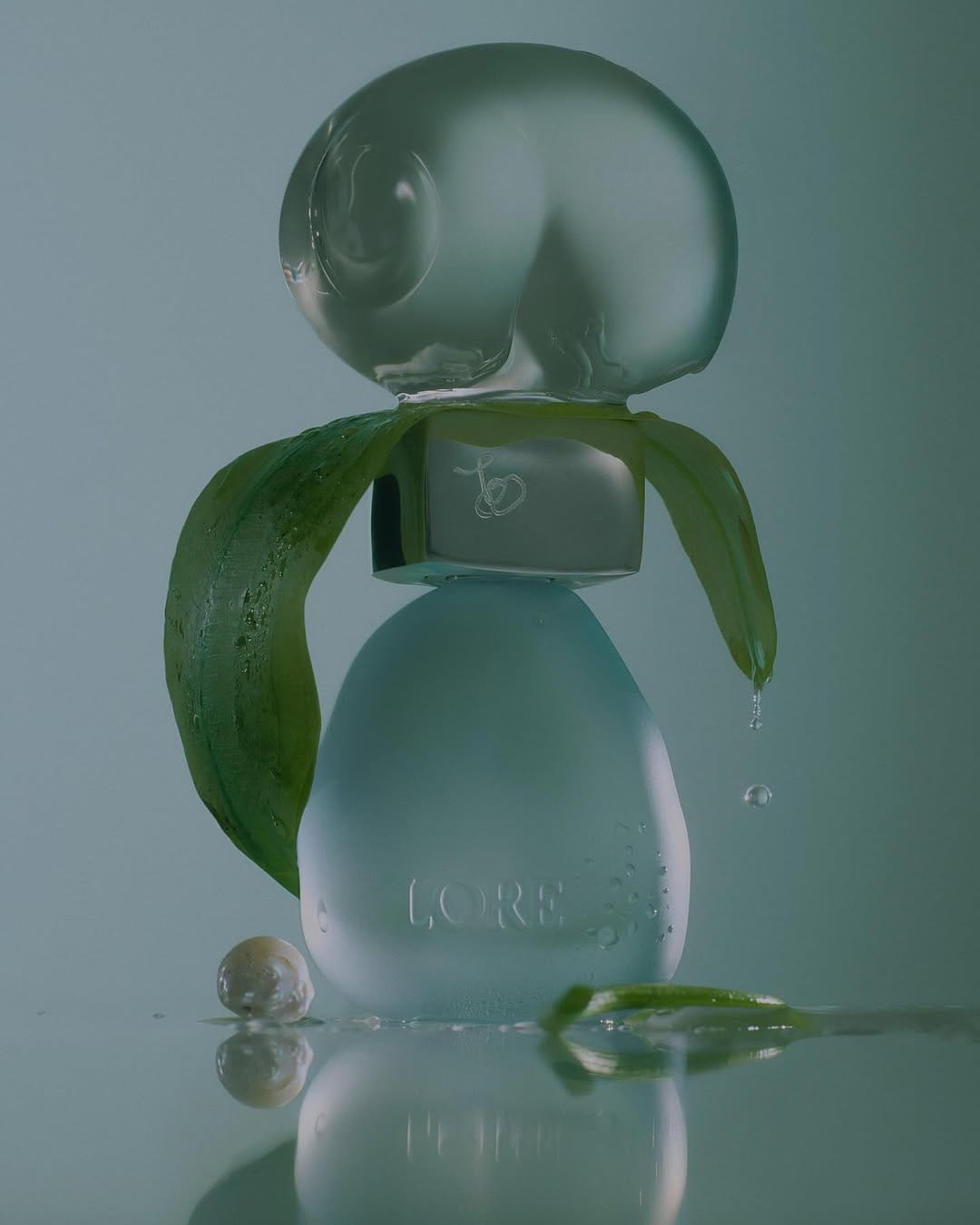 LORE Sublimity product photo: frosted sea glass, seafoam and clear glass, glass, soft light, image 1 of 2