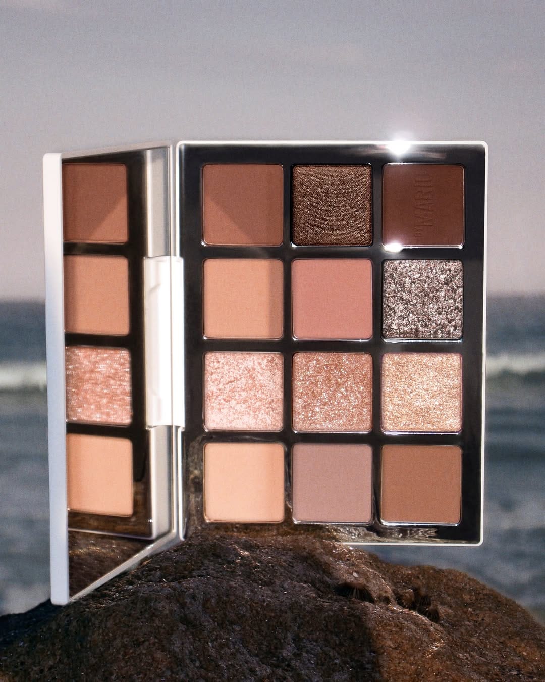 Makeup By Mario Ethereal Eyes product photo: bronze, rose peach and black case, metal, natural light