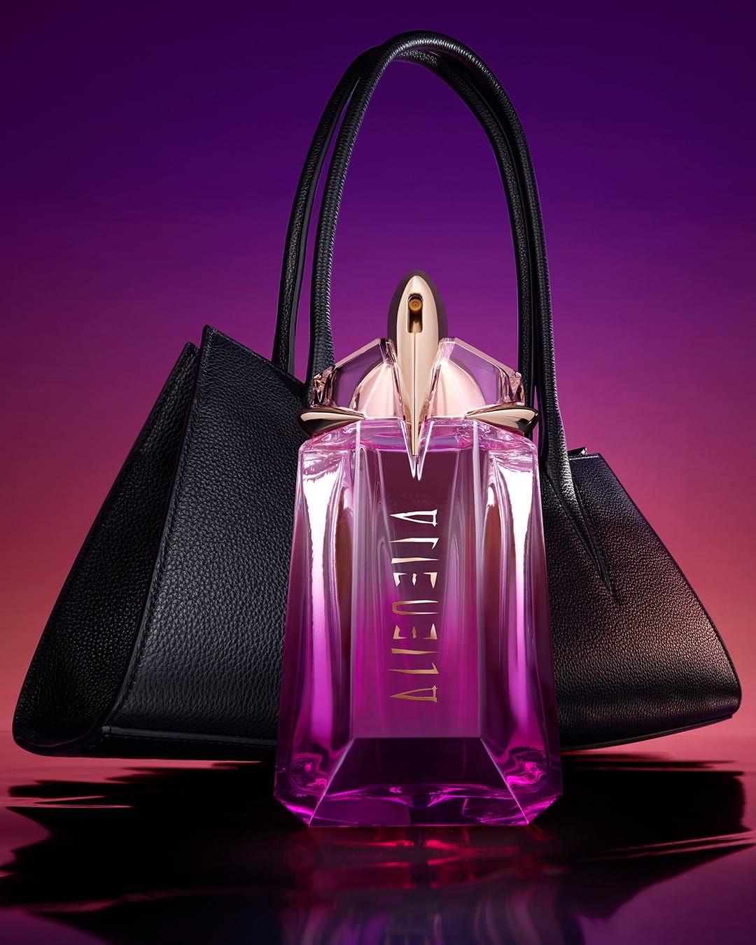 Mugler Alien Pulp product photo: magenta pink, violet and rose gold, glass, studio light, image 4 of 4