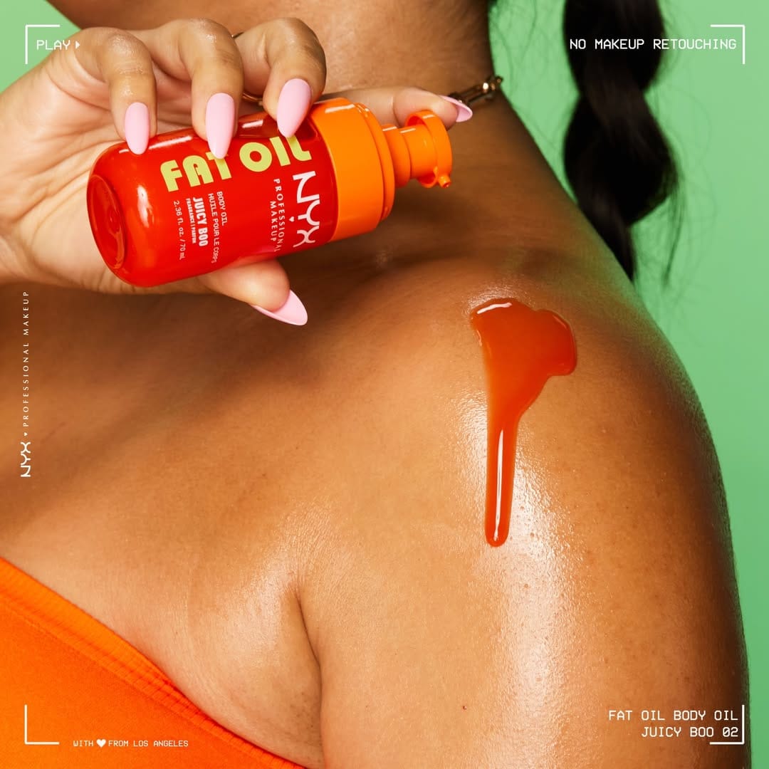 NYX Cosmetics product photo: caramel, juicy orange, sugar pink and spiced red, plastic and skin, bright light, image 2 of 4
