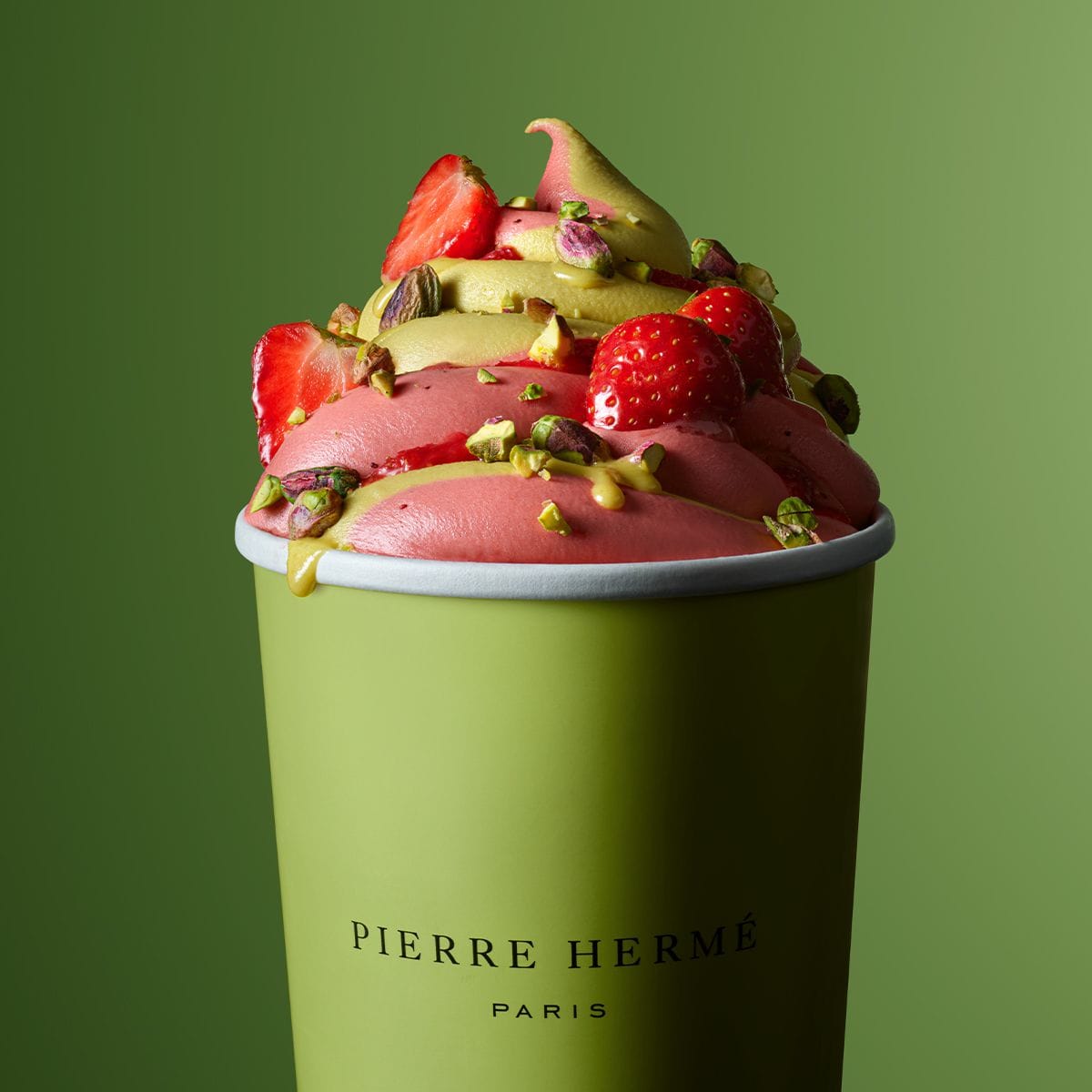 Pierre Hermé macarons product photo: sage green, sky blue, mustard and raspberry pink, paper, soft light, image 6 of 6