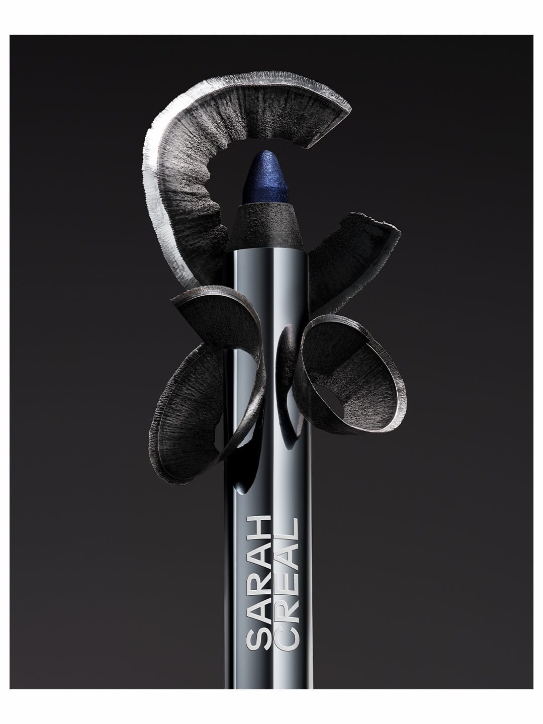 Sarah Creal Beauty kajal product photo: gunmetal black, chrome silver, antique gold and midnight navy, metal and fabric, studio light, image 1 of 6