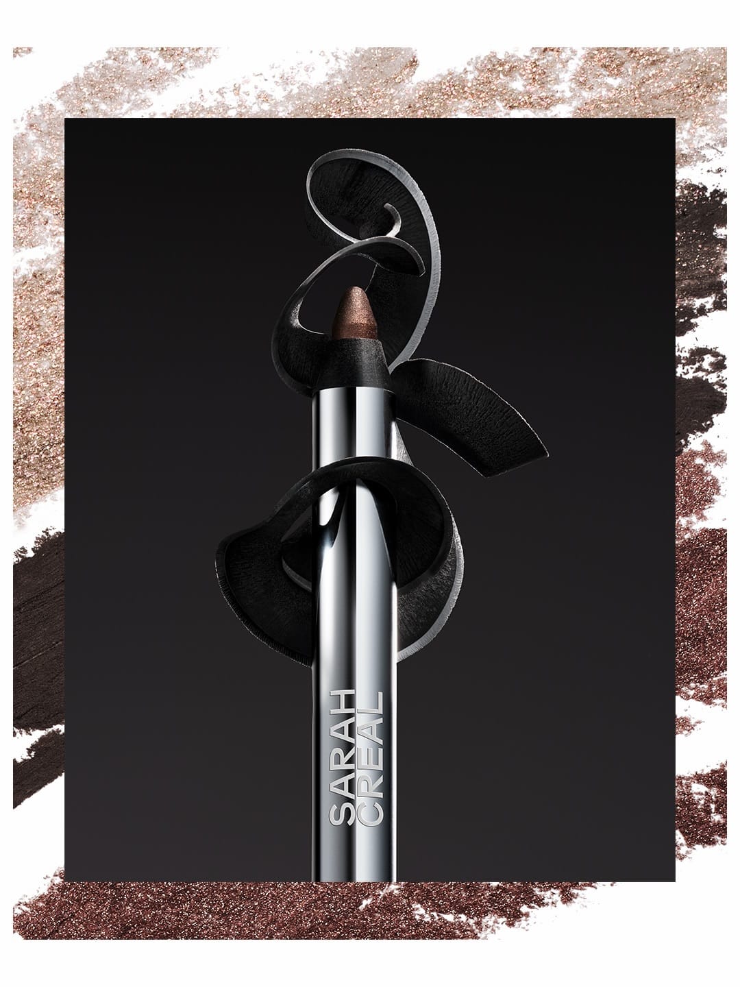 Sarah Creal Beauty kajal product photo: gunmetal black, chrome silver, antique gold and midnight navy, metal and fabric, studio light, image 5 of 6
