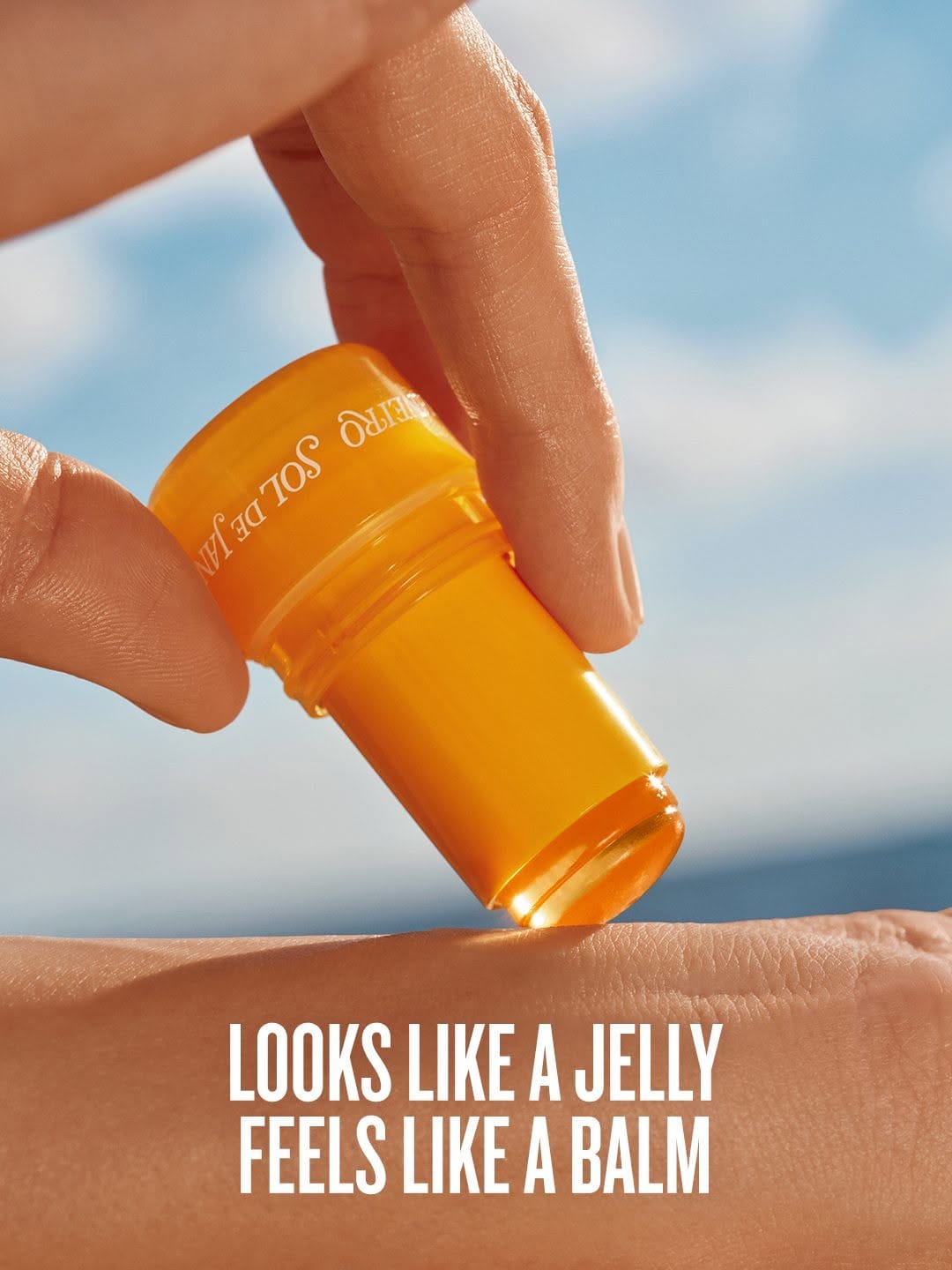 Sol de Janeiro Jelly Perfume Balms product photo: tangerine orange, bubblegum pink, sunny yellow and coral red, skin, natural light, image 2 of 4