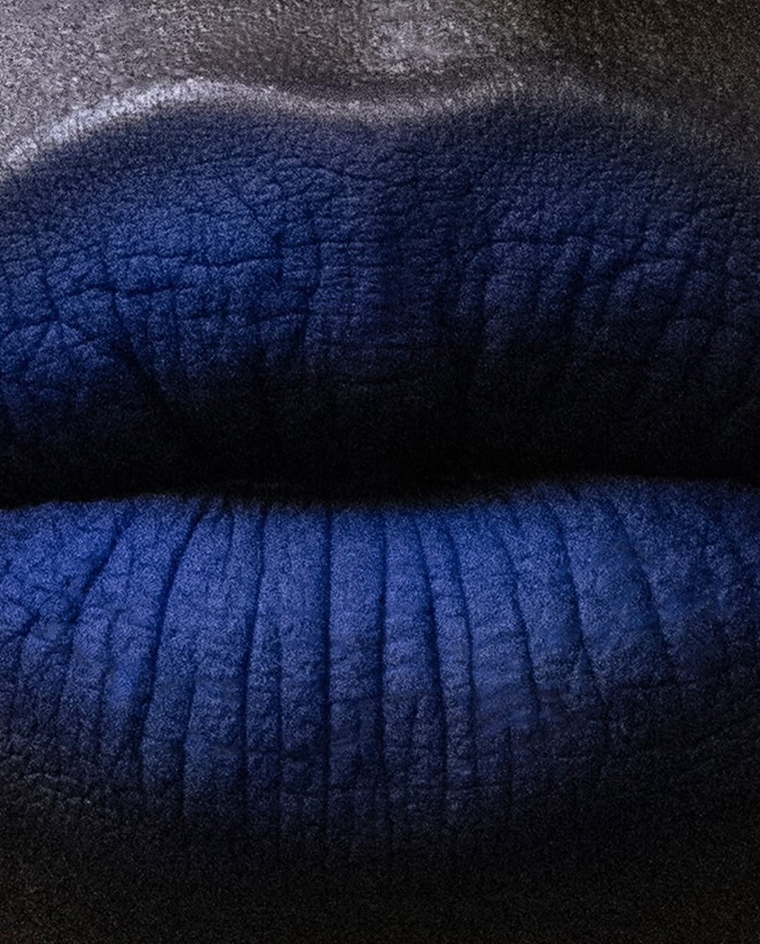 Tom Ford Beauty lipsticks product photo: black, violet, midnight blue and dark brown, skin, soft light, image 3 of 4